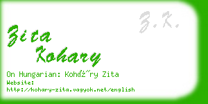 zita kohary business card